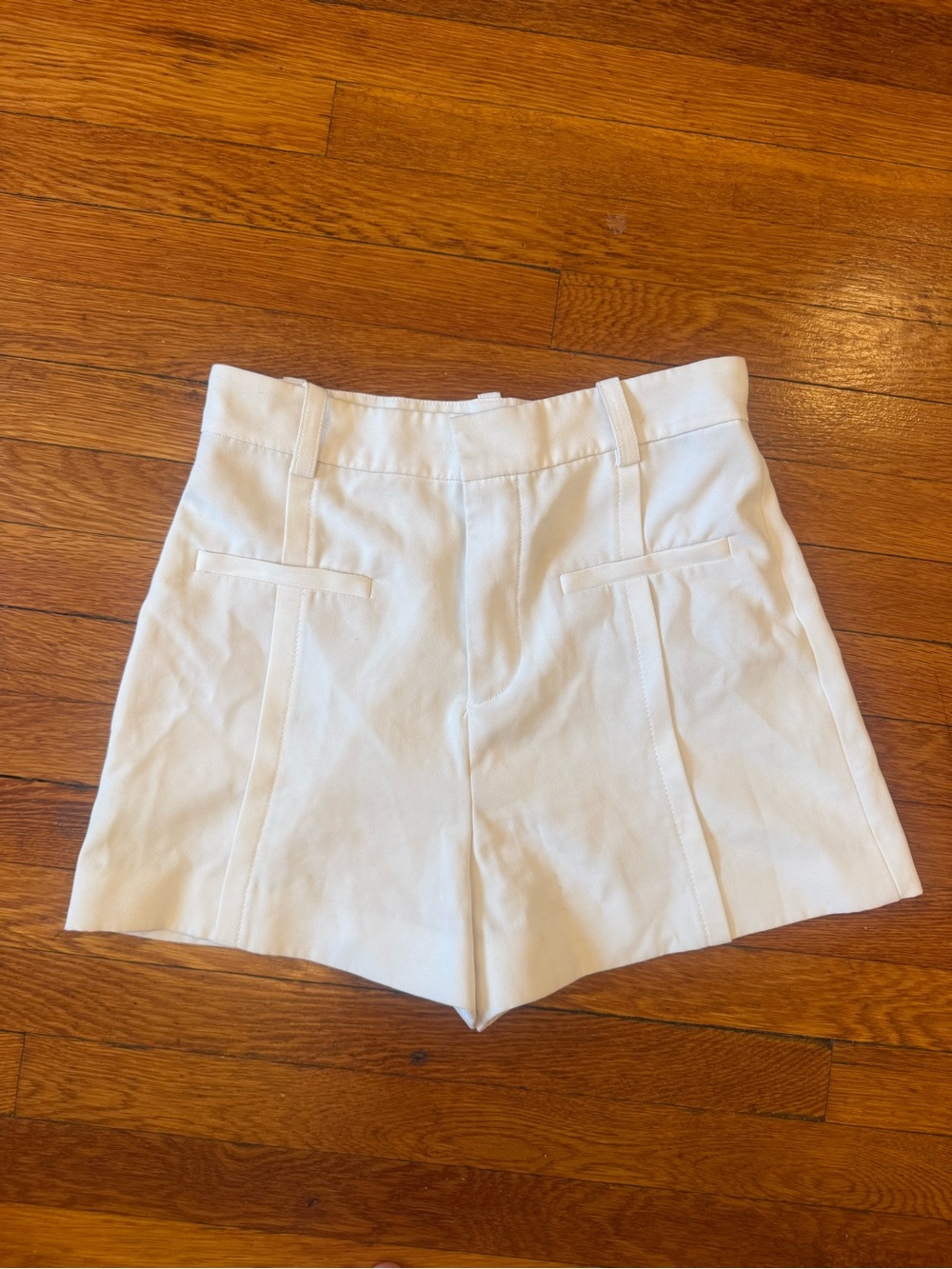 Zara White Women's High-Waist Tailored Shorts, Size L
